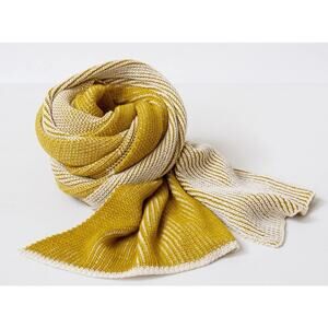 ECHOVIEW FIBER MILL Organic Cotton Half & Half Ribbed Loose Knit Scarf Tumeric